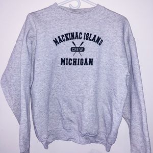 Vintage Mackinac Michigan Grey Crewneck